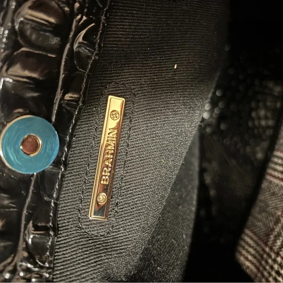 Brahmin Monique Multi Highland Genuine Leather Wool Plaid Tote - Picture 7 of 11